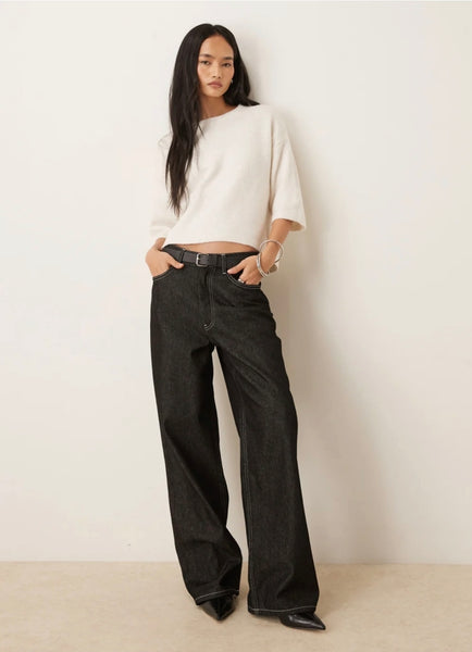 JDY Short Sleeve Knitted Jumper In Birch