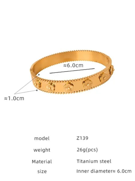 Stainless Steel Floral Bangle