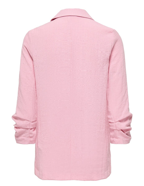 Only 3/4 Sleeve Oversized Linen Look Blazer In Pink