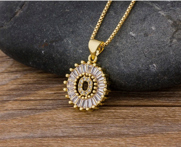 Gold Diamante Initial Necklace