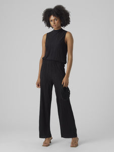 VM Black Plisse Wide Leg Trouser & Sleeveless Top Matching Co-ord