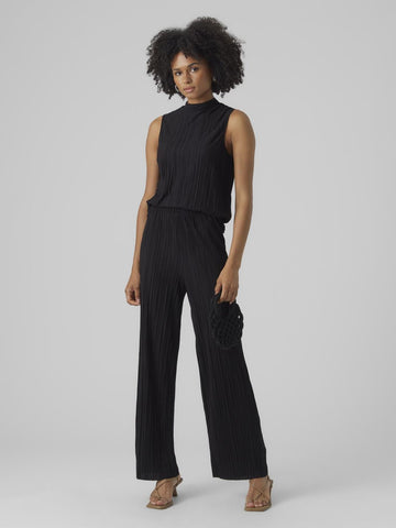 VM Black Plisse Wide Leg Trouser & Sleeveless Top Matching Co-ord