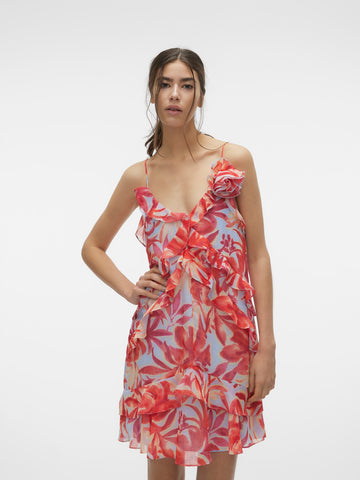VM Strappy Tie Back Floral Mini Dress