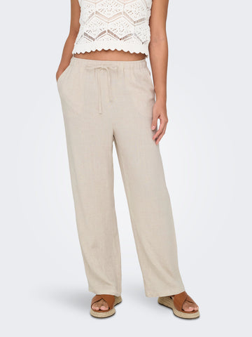 Only High Waist Wide Leg Linen Trousers