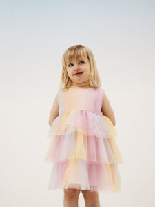 Girls Mini Rainbow Tulle Sleeveless Dress
