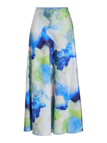 Vila Tie Dye Satin Cowlneck Cami & Midi Skirt Co-ord Set