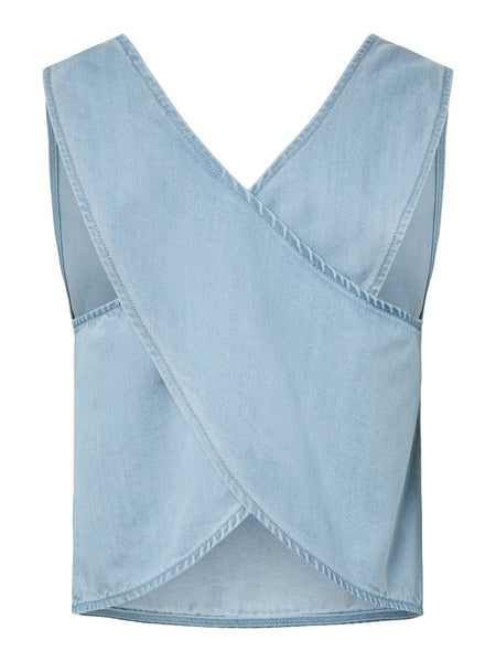 Pieces Light Blue Denim Open Back Top & Wide Leg Jeans Co-ord Set - Items Sold Separately