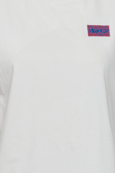 ICHI White Padded Shoulder Sleeveless T-shirt