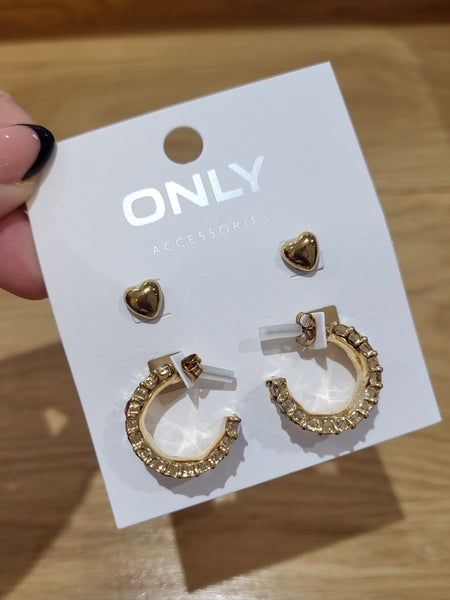 Only 2 Pack Embellished Hoop & Stud Earrings In Gold or Silver