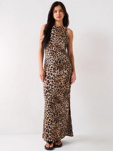 Only Leopard Print Sleeveless Maxi Dress