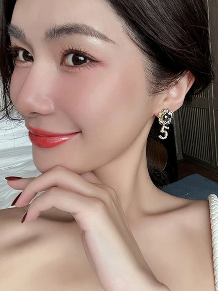 Gold Camellia No 5 Stud Earrings