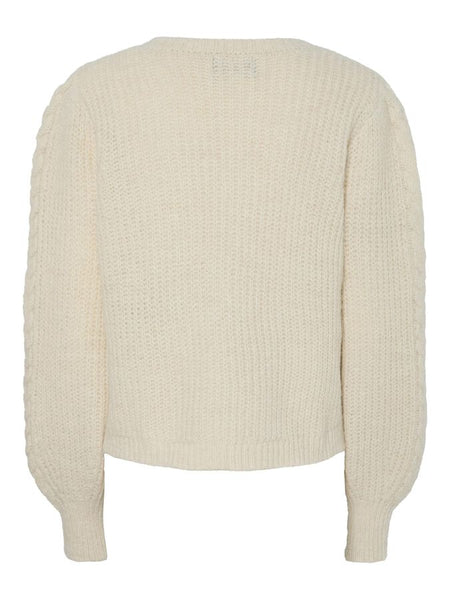 Pieces Cream Cable Knit Tie Front Cardigan
