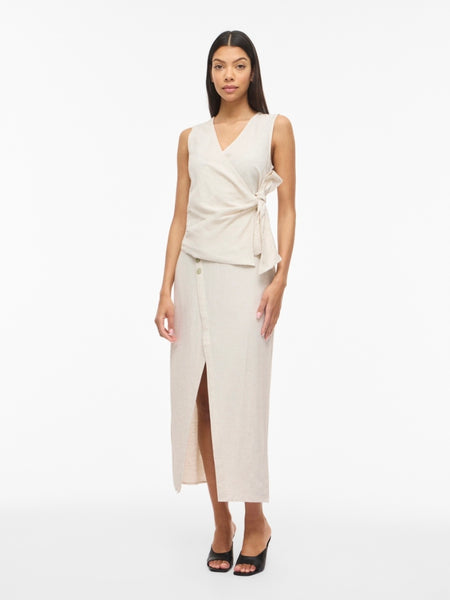 Vila Linen Tie Front Waistcoat - Part of a Co-ord Set