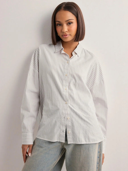 Pieces Pinstripe Oversized Shirt
