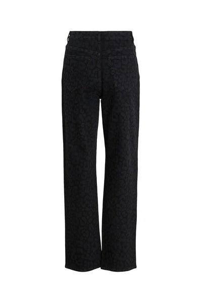 Vila Denim Leopard Straight Leg Jeans Co-ord In Black