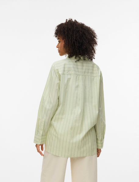 VM Green Pinstripe Longline Oversized Shirt
