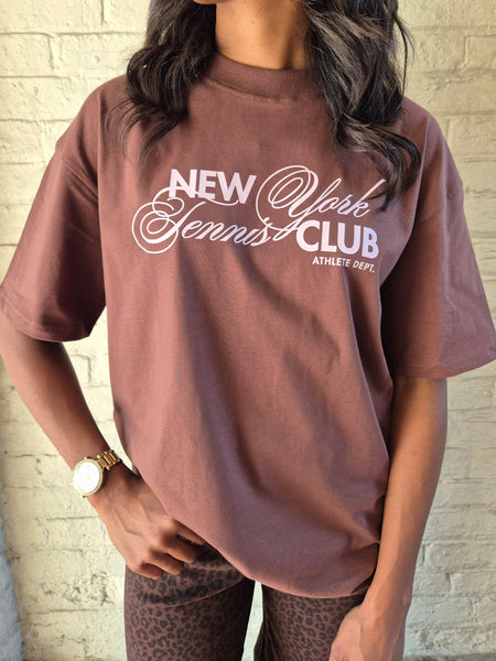 New York Tennis Club Oversized Tshirt In Brown