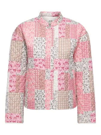 JDY Quilted Patchwork Jacket In Pink