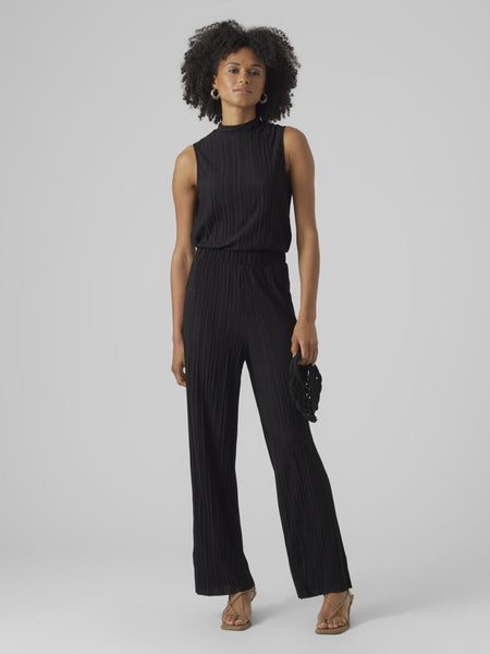 VM Black Plisse Wide Leg Trouser & Sleeveless Top Matching Co-ord