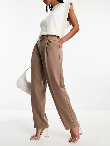Only Pleat Front Tailored Trouser In Camel