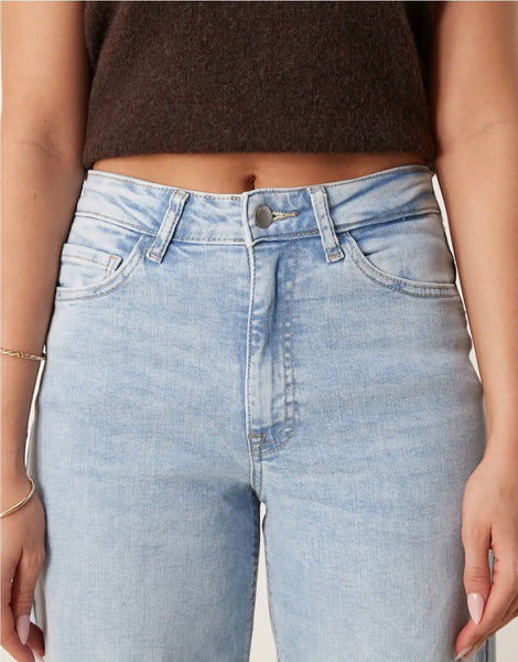 JDY High Waist Wide Leg Jeans In Light Blue