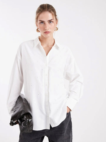 VM Diamante Embellished White Shirt