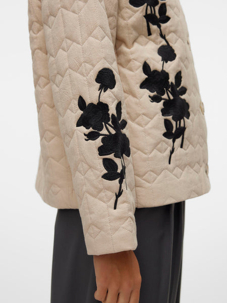 VM Quilted Beige Embroidered Jacket