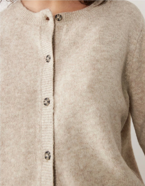 JDY Short Sleeve Knitted Cardigan In Beige