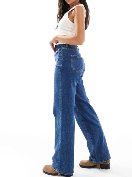 VM High Waist Retro Pocket Wide Leg Jeans