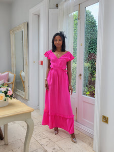 Vila Tie Back Hot Pink Maxi Dress