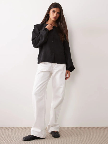 JDY Oversized Collar Detail Shirt In Black