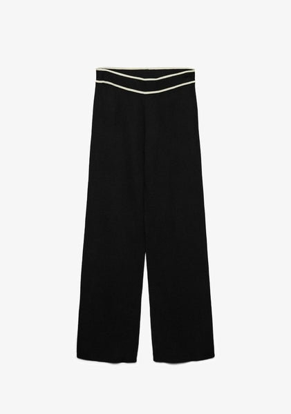 VM Knitted Trousers with Cream Contrast Piping in Black - Part of a Co-ord Set