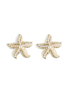 Pieces Gold Pearl Stud Starfish Earrings