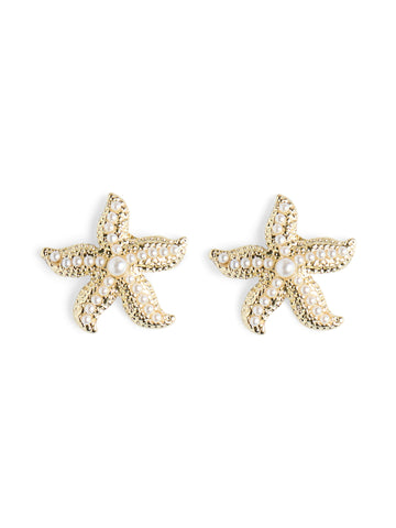Pieces Gold Pearl Stud Starfish Earrings
