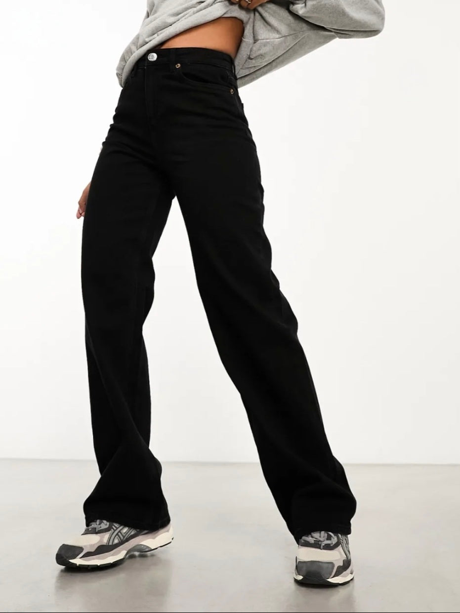 VM Tessa High Waist Wide Leg Jeans In Black