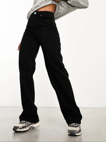 VM Tessa High Waist Wide Leg Jeans In Black
