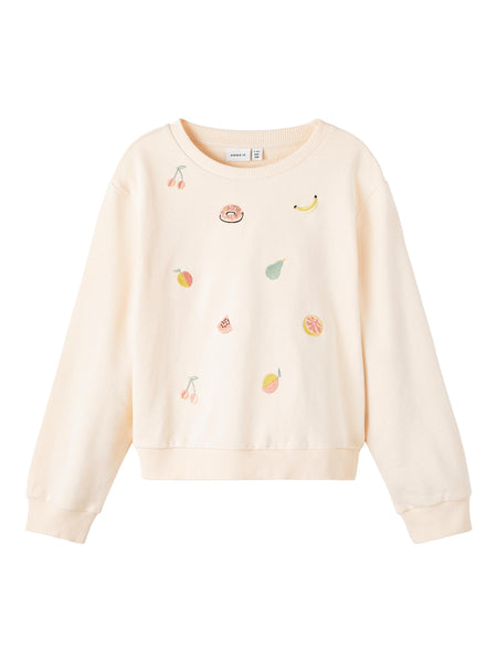 Girls Embroidered Boxy Sweatshirt In Peach