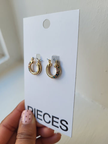 Pieces Gold Gem Dainty Hoop Earrings