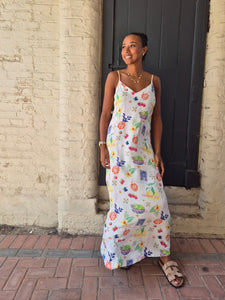Only Postcard Print Tie Back Maxi Dress