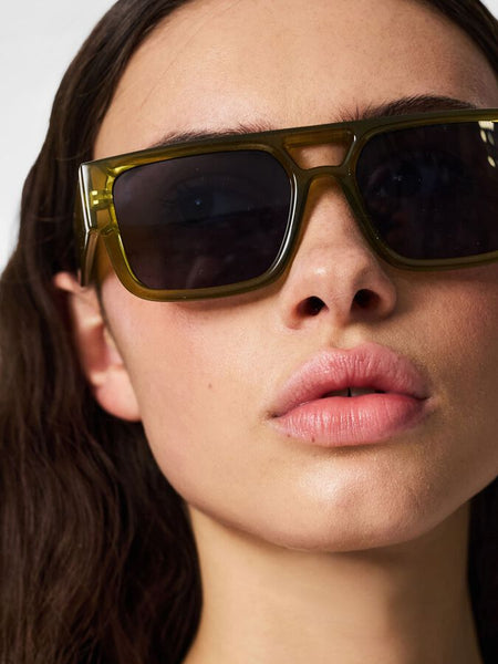 Pieces Square Sunglasses In Olive Green