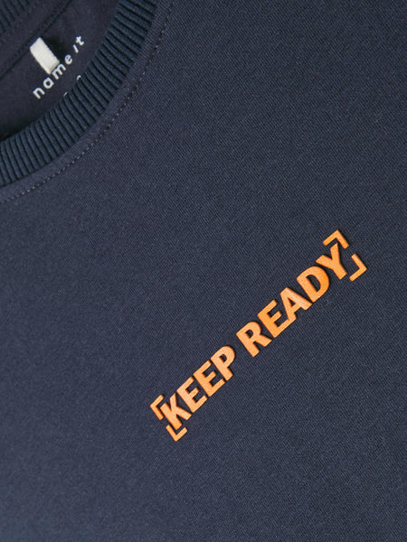 Boys Printed Back Long Sleeve Top In Navy