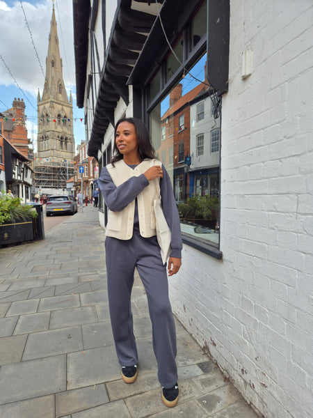 Only Sweat Lab Wide Leg Joggers & Sweatshirt Set In Grey - Items Sold Separately