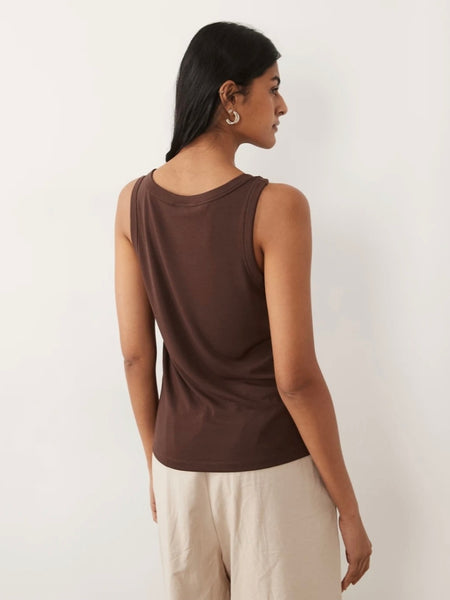 JDY Buckle Detail Jersey Vest Top In Brown