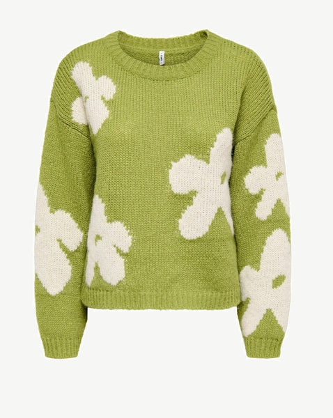 Only Flower Detail Jumper In Green