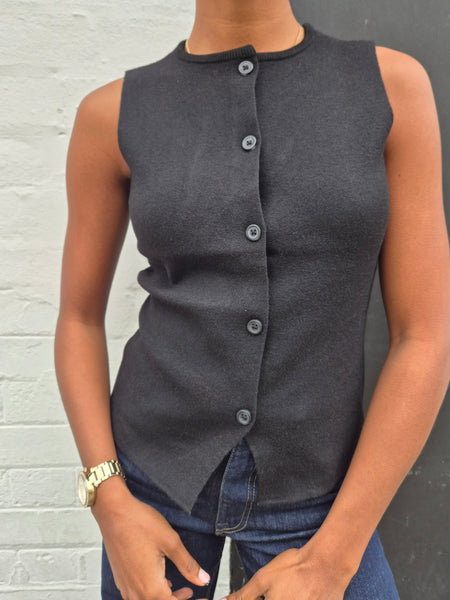 JDY Sleeveless Knit Waistcoat in Black