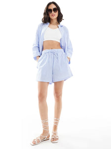 Only Blue Pinstripe Boxer Shorts - Co-ord