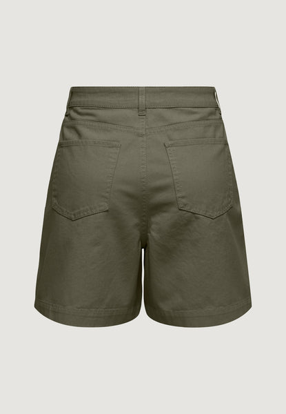 JDY High Waist Pleat Front Shorts In Khaki