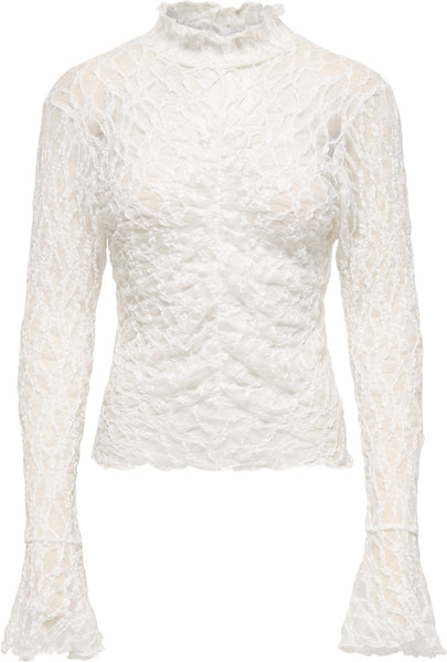 JDY Long Sleeve Ruched Front Lace Top