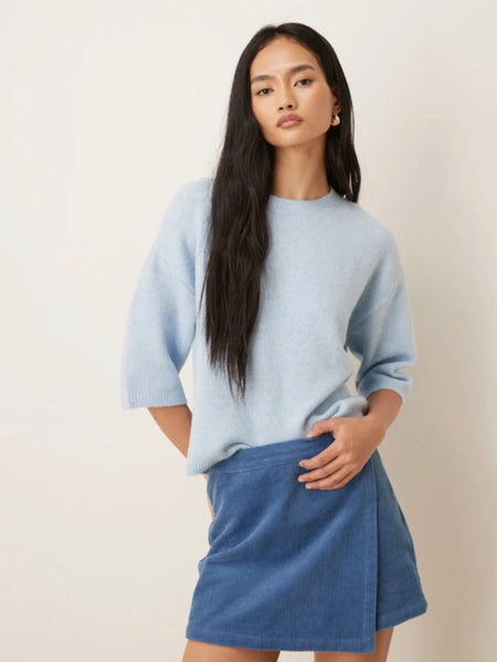 JDY Short Sleeve Knitted Jumper In Baby Blue