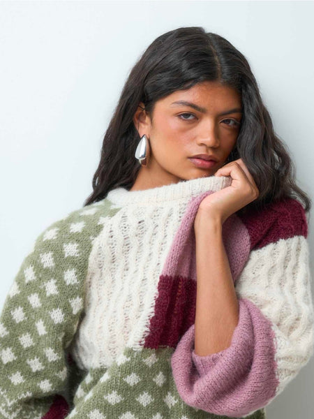 VM Oversized Chunky Patchwork Knit Jumper